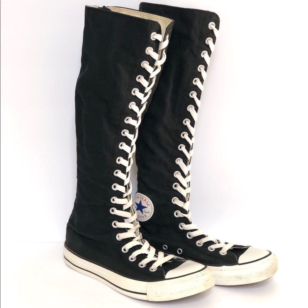 Black Converse All-Star Knee High Shoes, Size 7